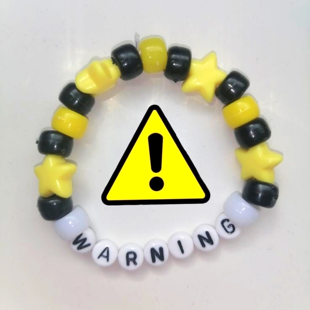 'Warning' Handmade Beaded Bracelet